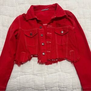 Carmar Red Cropped Denim Jacket